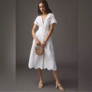Anthropologie Eyelet Midi Shirt Dress